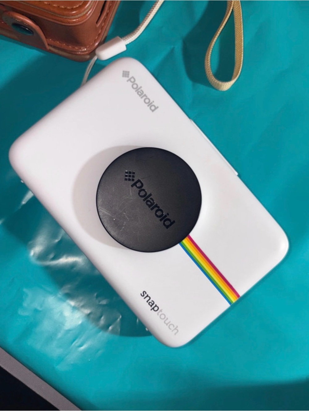 Polaroid White Instant Camera with Rainbow Accent